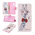 Miniatyrbillede 1 af 2: Huawei P30 Pro mønstret læder flip etui - Nuttet Giraffer med Briller Multicolor