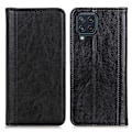 Miniatyrbillede 1 af 2: Samsung Galaxy M32 ægte læderetui med magnetisk lukning - Sort Black