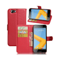 Miniatyrbillede 1 af 2: HTC A9s stilfuldt læder-etui m. kortholder - Rød Red