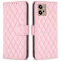 Miniatyrbillede 1 af 2: Rhombus Mønster Matte Flip Case til Motorola Moto G32 - Lyserød Pink