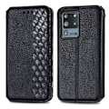 Miniatyrbillede 1 af 2: Læder Etui med A Stilfuldt Rhombus Tryk til Samsung Galaxy S20 Ultra - Sort Black