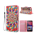 Pikkukuva 1 / 2: Lenovo K5 Kuviollinen Nahkakotelo Standillä - Värikkäät Pyörteet Multicolor