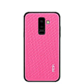Miniatyrbild 2 av 2: MOFI Samsung Galaxy A6 Plus (2018) mobilskal plast syntetläder silikon vävd textur - Rosenröd Rosa