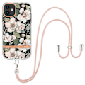 Miniatyrbillede 1 af 2: YB IMD Series IML Flexible Phone Case iPhone 11 6,1 tommer, lang nøglesnor og galvaniseret blomstermønster - Grøn Gardenia Green