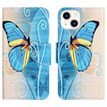 Miniatyrbillede 1 af 2: Wonderland iPhone 14 flip etui - Blå Sommerfugl Blue
