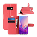 Miniatyrbillede 1 af 2: Samsung Galaxy S10e litchi skin læder flip etui - Rød Red