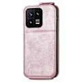 Pikkukuva 2 / 2: Vertical Flip Phone Suojakotelo With Zipper For Xiaomi 13 - Ruusukulta Pink