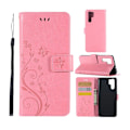 Miniatyrbillede 1 af 2: Huawei P30 Pro sommerfugle- og blomstertryk læder flip etui - Lyserød Pink