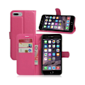 Miniatyrbillede 1 af 2: iPhone 8 Plus / 7 Plus 5,5 tommer Litchi Lychee Skin Flip Leather Stand Shell med Folio Flip Wallet - Hot Pink Pink