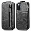 Pikkukuva 1 / 2: Vertical Flip Phone Suojakotelo With Zipper For Xiaomi Redmi Note 10 Pro / 10 Pro Max - Musta Black