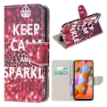 Pikkukuva 1 / 2: Wonderland Samsung Galaxy A11 flip kotelot - Lainaus Pidä rauhallinen ja kimalteleva Multicolor
