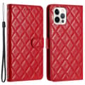 Funksjonelt rombe lommebokdeksel for iPhone 12 Pro Max - Rød Red