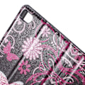 Miniatyrbillede 2 af 2: Moberg Huawei Ascend P8 Læder Etui Med Kortholder - Sommerfugl Og Blomster Multicolor