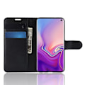 Miniatyrbillede 2 af 2: Samsung Galaxy S10e litchi skin læder flip etui - Sort Black