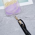 Miniatyrbillede 2 af 2: Universal crossbody-læderhalsrem med gennemsigtig pude - Sort Black