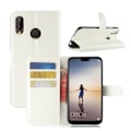 Miniatyrbillede 1 af 2: Huawei P20 Lite litchi tekstur PU læder flip etui - hvid White