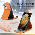 Pikkukuva 5 / 6: Vertical Flip Phone Suojakotelo With Zipper For Samsung Galaxy S21 Ultra 5G - Ruskea Brown