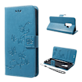 Miniatyrbillede 1 af 2: Samsung Galaxy S9 Plus stemplet Træ ugle beskyttende PU læder flip etui - blå Blue