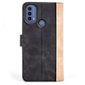 Miniatyrbillede 2 af 2: To Farvet Læder Flip Case til Motorola Moto E30 / E40 / E20 - Sort Black