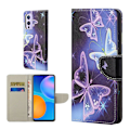 Pikkukuva 1 / 2: Wonderland OnePlus 9 Pro flip kuoret - Kimallus Perhonen Purple