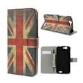 Miniatyrbild 1 av 2: Moberg Huawei Ascend G7 Läder Flip Fodral - Vintage UK Flagga multifärg