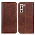 Pikkukuva 2 / 2: Wallet-style Genuine Leather Flipcase For Samsung Galaxy S22 Plus - Kahvi Brown