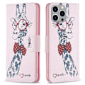 Miniatyrbillede 1 af 2: BF Pattern Printing Leather Series-1 iPhone 14 Pro Max 6.7 inch Vegansk Læder Stand Drop Resistant Phone Cover Folio Flip Wallet stødsikkert Case - Gi Pink