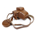 Miniatyrbillede 1 af 2: Fujifilm X-E3 kameraetui i kunstlæder med bærestrop og linsepose - Brun Brown