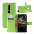 Miniatyrbillede 1 af 2: Nokia 6 (2018) litchi tekstur PU læder flip etui - Grøn Green