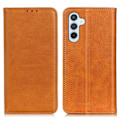 Miniatyrbillede 1 af 6: Flip Etui med Pung i Ægte Læder til Samsung Galaxy A54 - Brun Brown