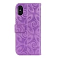 Miniatyrbillede 2 af 2: iPhone Xs Max flip cover i læder med spiralstruktur og vinglasmønster - Lilla Purple