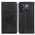 Pikkukuva 1 / 2: Lompakko-style Aitoa Nahkaa Läppäkotelo For OnePlus Ace Pro / 10t - Musta Black