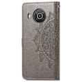 Miniatyrbild 2 av 2: Mandala läder Nokia X10 / Nokia X20 fodral - Silver/Grå Silvergrå