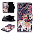 Miniatyrbillede 1 af 2: iPhone Xs Max læder flip cover med mønsterprint - Elefant Og Påfugl Multicolor