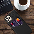 Miniatyrbillede 2 af 2: KSQ stof og vegansk læder og stødsikkert cover mobiltaske iPhone 12 mini - Sort Black