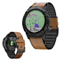 Pikkukuva 1 / 2: Garmin Fenix 6 / 5 aito nahka + silikoni ranneke - Ruskea Brown