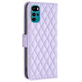 Miniatyrbillede 2 af 2: Rhombus Mønster Matte Flip Case til Motorola Moto G22 - Lilla Purple
