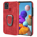 Miniatyrbillede 1 af 2: Stødsikkert lædercover med oval kickstand til Samsung Galaxy A21s - Rød Red