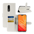 Miniatyrbillede 1 af 2: Oneplus 6 beskyttelsesetui i kunstlæder med Litchi overflade. Med stativ og kortlommer - Hvid White
