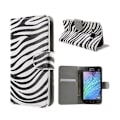 Miniatyrbillede 1 af 2: Moberg Samsung Galaxy J1 Læder Etui Med Stander Og  Kortholder - Zebra Striber Multicolor