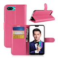 Miniatyrbillede 1 af 2: Huawei Honor 10 mobiletui i kunstlæder med Litchi overflade samt kortlommer og stativ - Rosa Pink