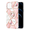 Pikkukuva 1 / 2: Marble Patterned Suojakuori With Ring Holder For iPhone 13 - Pink Flowers Pink