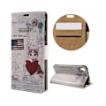 Miniatyrbillede 1 af 2: Moberg læder-etui med indbygget holder til Sony Xperia E5 - Kat og hjerte Multicolor