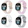 Miniatyrbild 2 av 2: Fitbit Sense / Versa 3 glittrande pulver TPU-klockarmband - Guld Guld