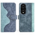 Miniatyrbillede 1 af 2: To-farvet Honor 70 Pro læderetui - Blå Blue