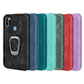Miniatyrbild 2 av 2: Stötsäkert läderfodral med oval kickstand för Samsung Galaxy M11 / A11 - Cyan Grön