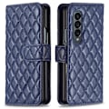 Miniatyrbild 1 av 2: Matt Samsung Galaxy Z Fold3 5G fodral med rombmönster - Blå Blå