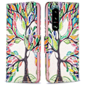 Pikkukuva 1 / 2: Wonderland Sony Xperia 5 III flip kuoret - Elämän Puu Multicolor