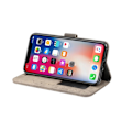 Miniatyrbillede 2 af 2: iPhone Xs Max læder flip cover i retrostil - Grå Silver grey