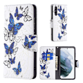 Miniatyrbillede 1 af 2: Wonderland Samsung Galaxy S21 FE Flip etui - Blå sommerfugl Blue
